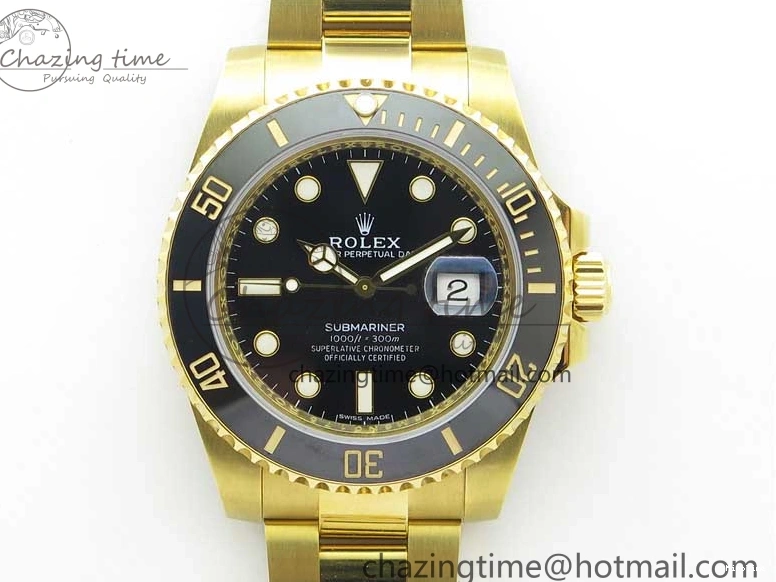 MiroTime 0111 WaterResistant Submariner 116618 LN D1F Best Edition YG Wrapped Black Dial on YG Wrapped Bracelet A 2588